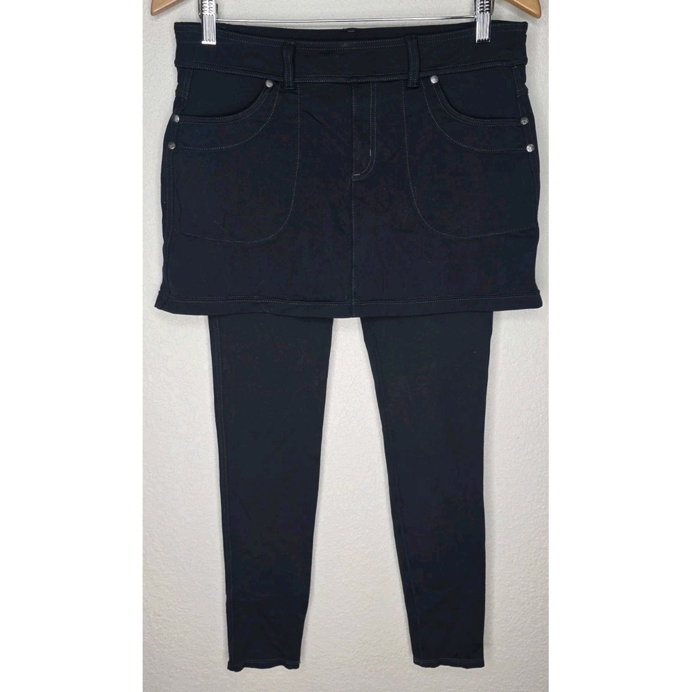 Athleta 2 in 1 Legging Skirt‎ Elastic Waist Black Woman M Modesty Active Gym